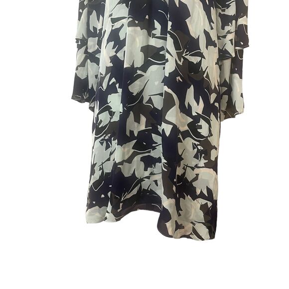 Parker Small Shift Dress 100% Silk Floral Printed Cold Open Shoulder Tier - Picture 6 of 15